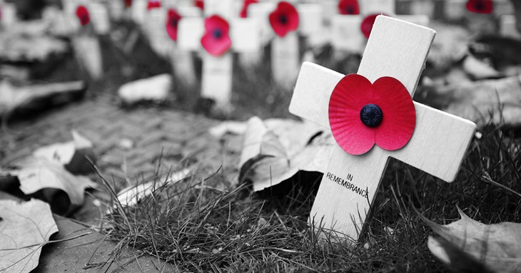 Wooden crosses with poppies