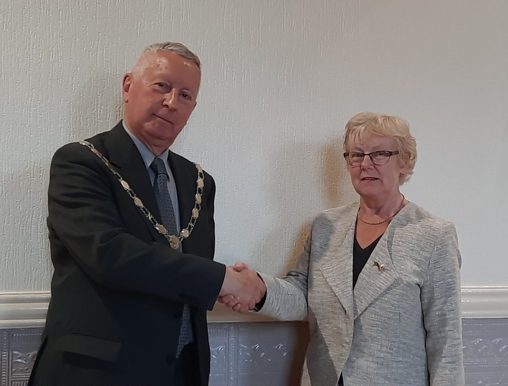 The new Mayor Cllr Steve Wastell with the outgoing Mayor Cllr Pat Kynaston