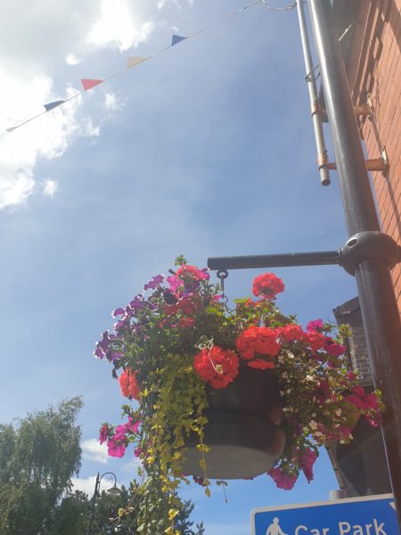 Neston town centre hanging baskets