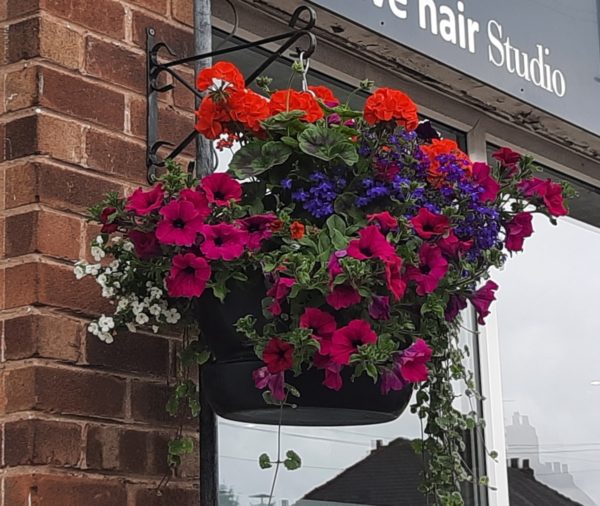 Neston town centre hanging baskets