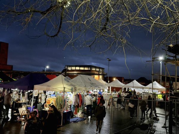 Stalls on the Christmas Market outside