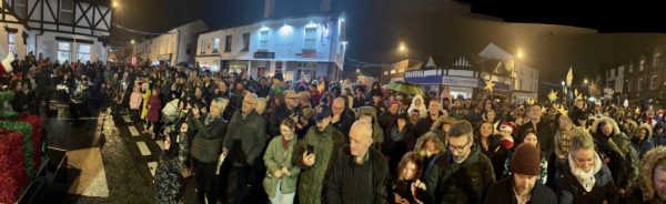 Crowds gathered for the lights switch on